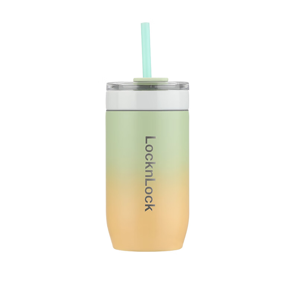 乐扣乐扣（LOCK LOCK）炫彩真陶瓷内胆双饮杯  绿黄 300ml  LHC6652FU